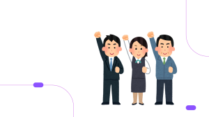 Illustration of three happy businessmen celebrating, symbolizing the leading Employer of Record services in Dubai