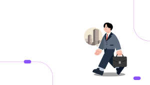 A white-collar professional walks with a briefcase, imagining a corporate building above—symbolizing Employee of Record services enabling seamless employment and business expansion in the Middle East