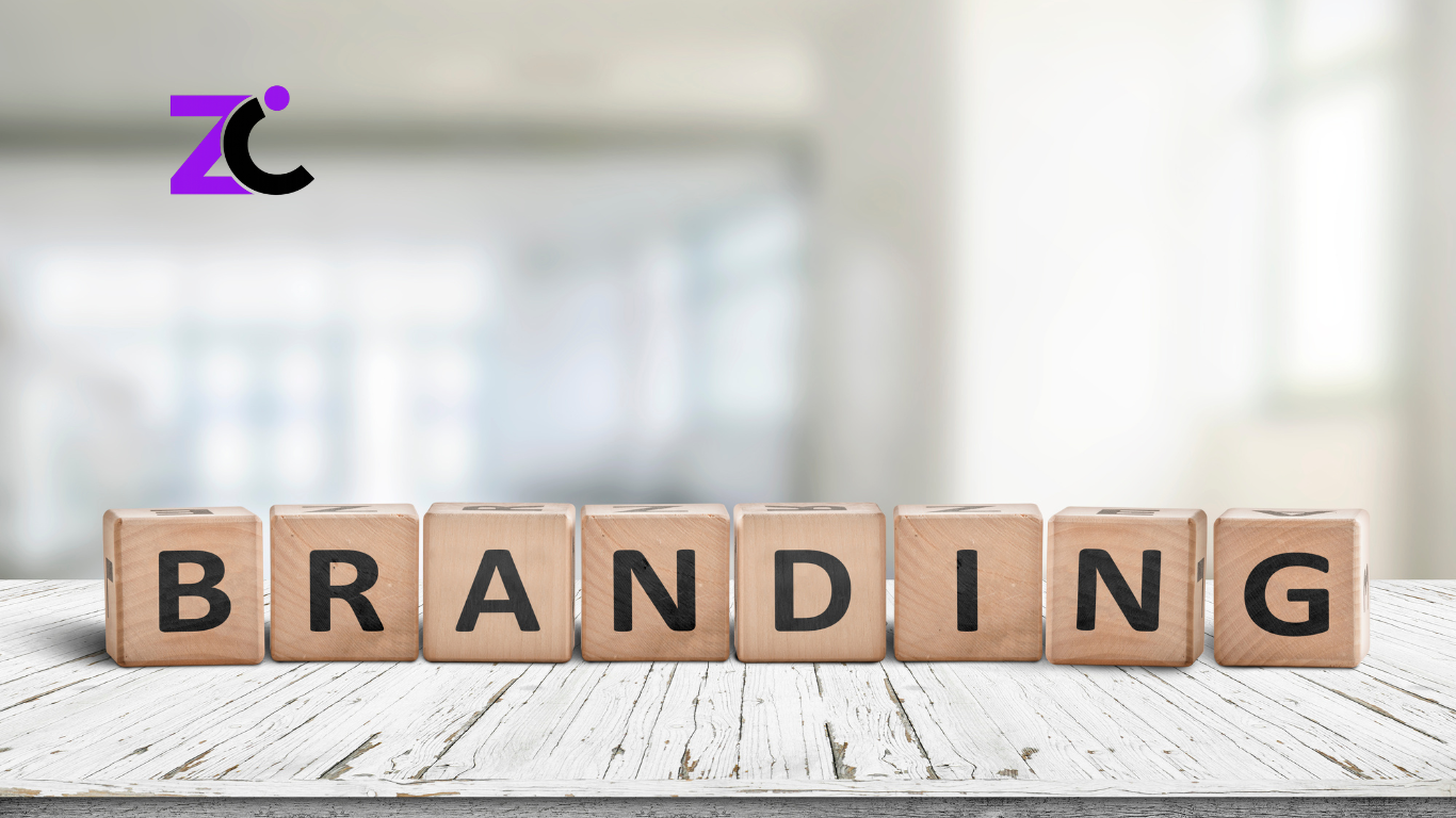 Minimalist vector image with the word “Branding” in bold typography, representing brand identity and strategy services.