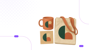 Corporate branding UAE with branded bag, coffee mug, and envelope showcasing a professional business identity.